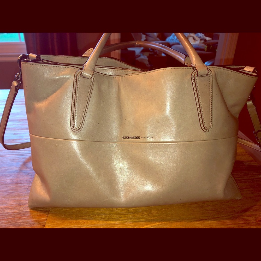 Coach grey leather handbag.
